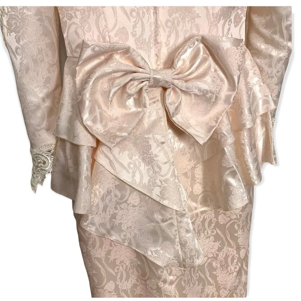 Vintage 90s Jessica McClintock Victorian Brocade Dress Medium - Picture 4 of 14